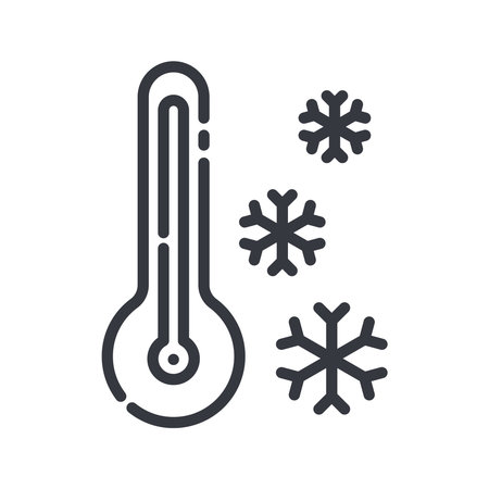 Vector line icon of a weather forecast isolated on transparent background. Thermometer