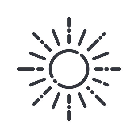 Vector line icon of a weather forecast isolated on transparent background. Sun symbolのイラスト素材