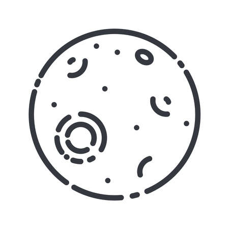 Vector line icon of a moon isoloated on transparent background. Simple lunar symbolのイラスト素材