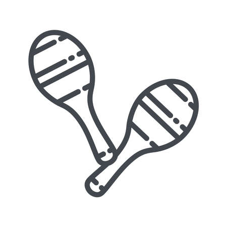 Vector line icon of maracas. Musical percussion instrument icon isolated on transparent background.のイラスト素材