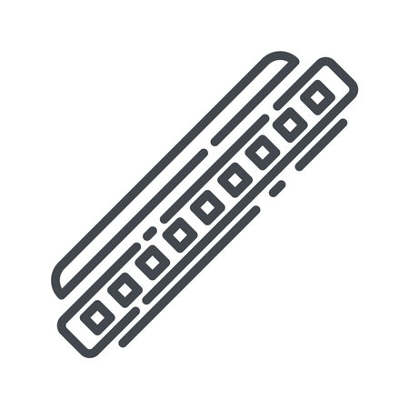 Vector line icon of a harmonica. Musical instrument icon isolated