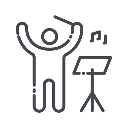 Vector line icon of conductor with his baton. lectern symbol isolated on transparent background.のイラスト素材