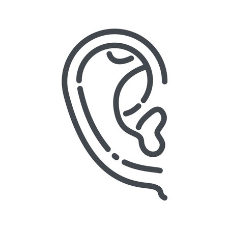 Line icon of a human ear side view isolated on transparent background.のイラスト素材