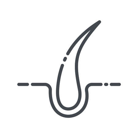 Line icon of human hair side view. Health care symbol isolated on transparent background.のイラスト素材