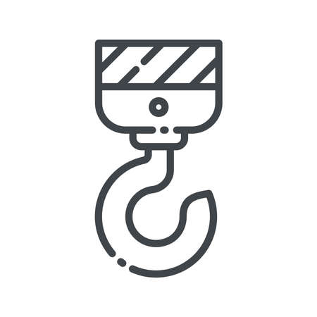 Industrial hook side view isolated on white transparent background. Symbol of construction industry.のイラスト素材