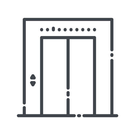 Elevator Line icon front view isolated on white transparent background. Construction and building Symbolのイラスト素材