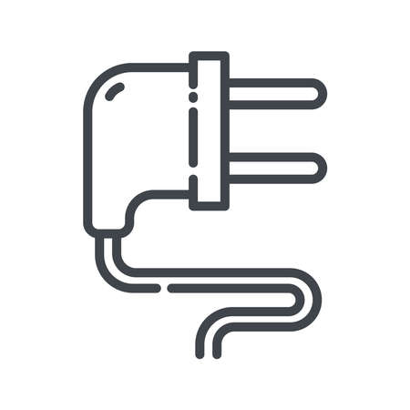 Plug line icon isolated on white transparent background. Electricity and power supply symbolのイラスト素材