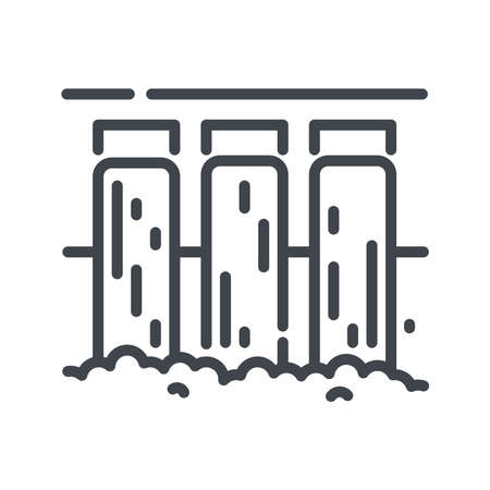 Vector hydroelectric power station line icon isolated on transparent background.のイラスト素材