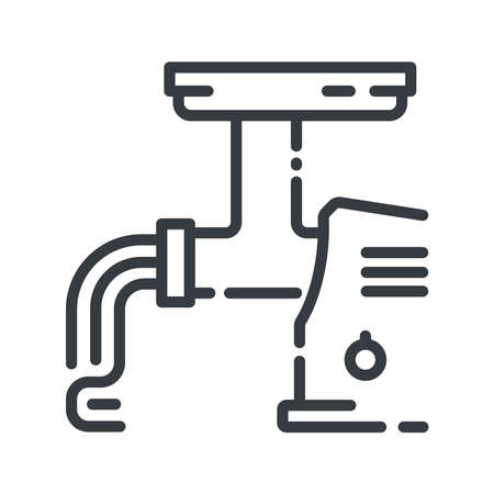 meat grinder vector line icon isolated on white transparent backgroundのイラスト素材