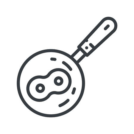Frying pan vector line icon isolated on white transparent background.のイラスト素材