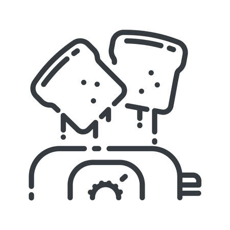 Toaster vector line icon isolated on white transparent backgroundのイラスト素材