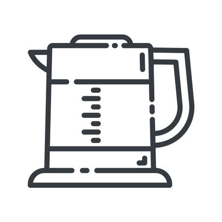 Electric kettle vector line icon isolated on white transparent backgroundのイラスト素材