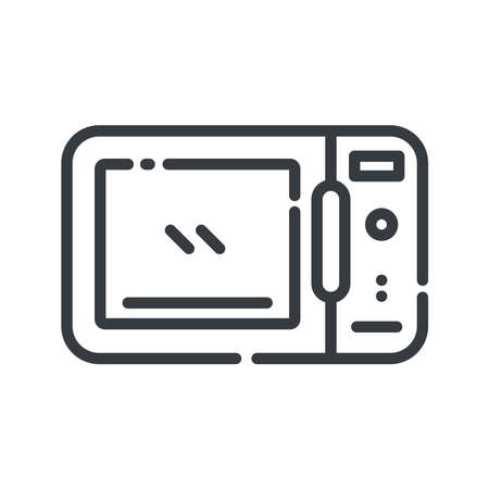 microwave oven vector line icon isolated on white transparent backgroundのイラスト素材
