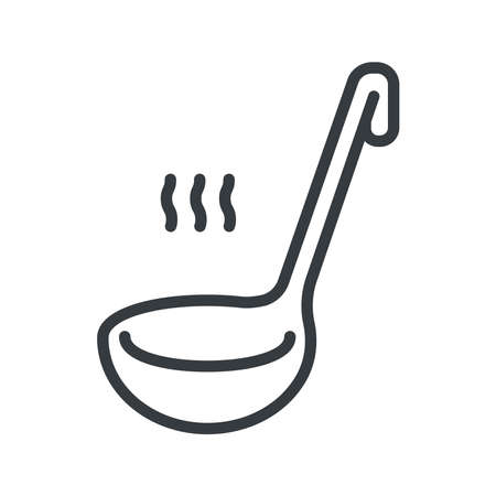 Vector ladle line icon isolated on transparent background.のイラスト素材