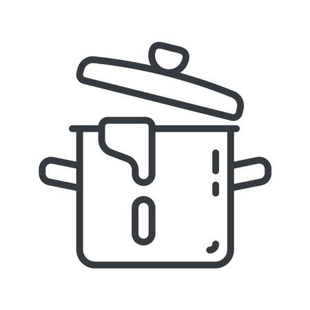 Pot vector line icon isolated on white transparent background.のイラスト素材
