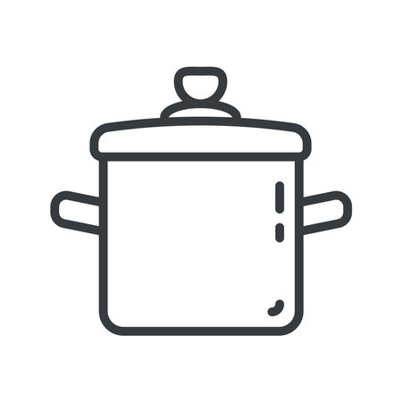 Pot vector line icon isolated on white transparent background.のイラスト素材