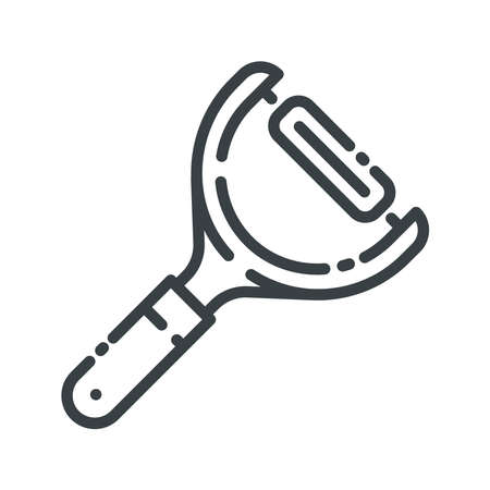 Vector line icon of a peeler isolated on transparent background. Kitchen utensil symbol.のイラスト素材