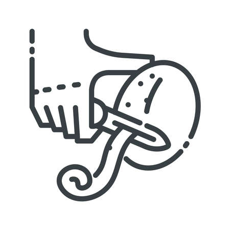 Vector line icon of a peeler isolated on transparent background. Kitchen utensil symbol.のイラスト素材