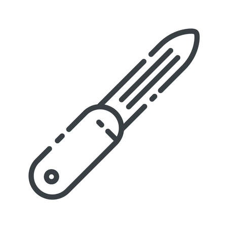 Vector line icon of a peeler isolated on transparent background. Kitchen utensil symbol.のイラスト素材