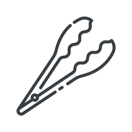 Vector line icon of tongs isolated on transparent background. Kitchen utensil symbol.のイラスト素材