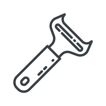 Vector line icon of a peeler isolated on transparent background. Kitchen utensil symbol.のイラスト素材