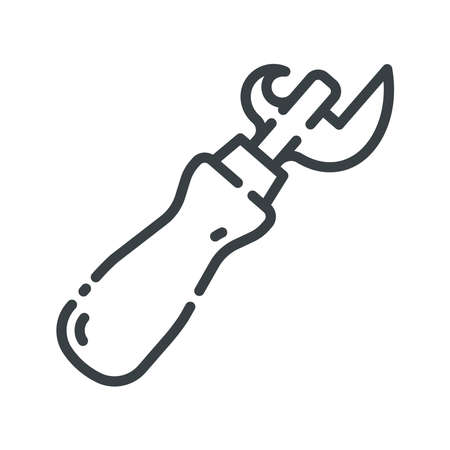 Vector line icon of a can opener isolated on transparent background. Kitchen utensil symbol.のイラスト素材