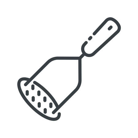 Vector line icon of a potato masher isolated on transparent background. Kitchen utensil symbol.のイラスト素材