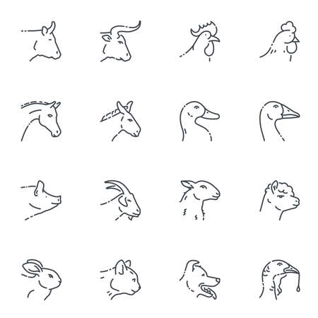 Vector livestock line icon set isolated on transparent background. live stock signのイラスト素材