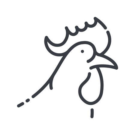Vector rooster line icon isolated on transparent background. live stock signのイラスト素材