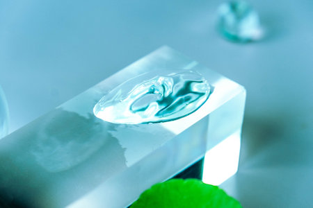 Explore skincare science featuring aloe serum and centella in a calming spa atmosphere.の写真素材
