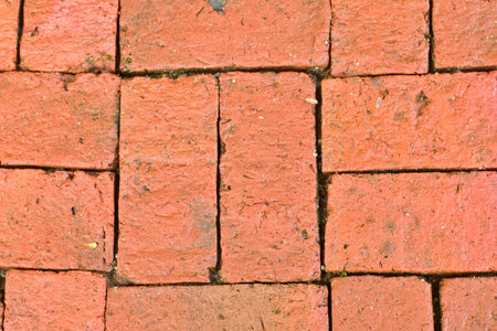 Old red brick floor pattern background, red brick wall background