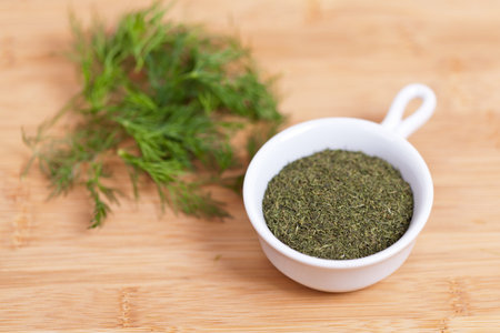 Fresh dill and dried dill  Macro の写真素材