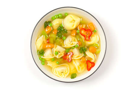 Delicious and Hearty Vegetable Soup with Tortelliniの写真素材