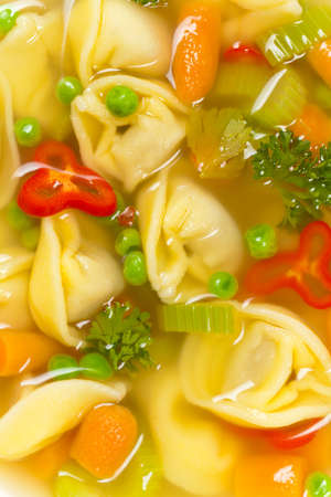 Delicious and Hearty Vegetable Soup with Tortelliniの写真素材