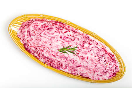Russian traditional herring salad made with herrings, beets and mayonnaiseの写真素材
