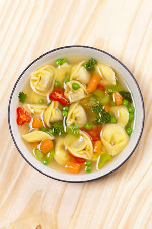 Delicious Vegetable Soup with Tortelliniの写真素材
