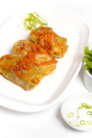Cabbage rolls stuffed with meat and vegetables の写真素材