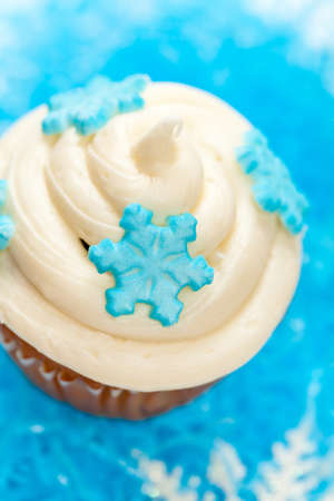 Cupcake with snowflake  Christmas themeの写真素材