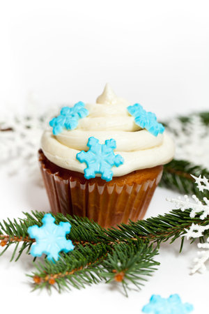 Christmas theme  Cupcake with snowflakeの写真素材