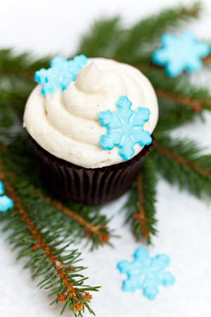 Christmas theme  Cupcake with snowflakeの写真素材