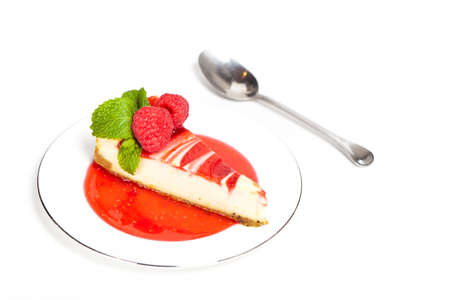 Cheesecake with Raspberriesの写真素材