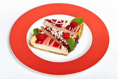 Cheesecake with fresh raspberries