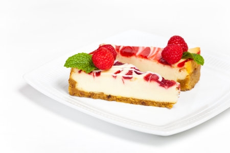 Cheesecake with fresh raspberries