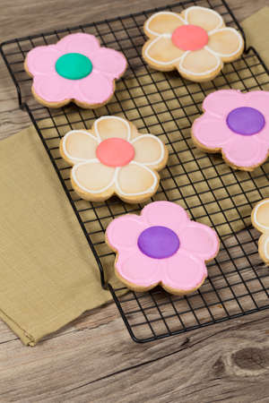 Sugar Cookies shaped like flowersの写真素材