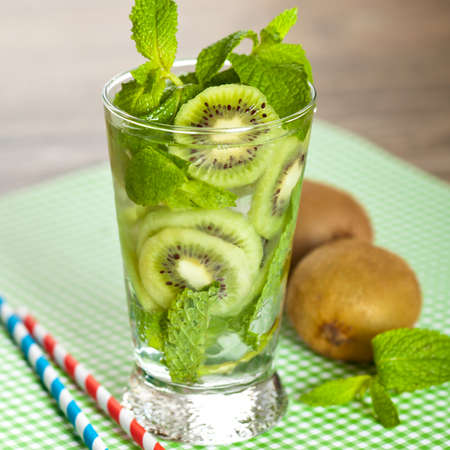 Cocktail with Mint and Kiwi in glass  Refreshing Summer Drinks の写真素材