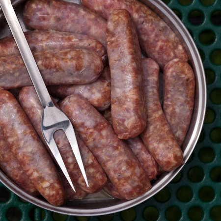 Raw sausages  Selective focus の写真素材