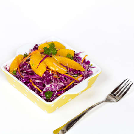 Red Cabbage Salad with Orange slicesの写真素材