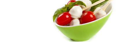 Caprese sticks on white background. Selective focus.の写真素材