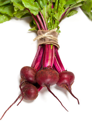 Beetroots on white background. Selective focus.