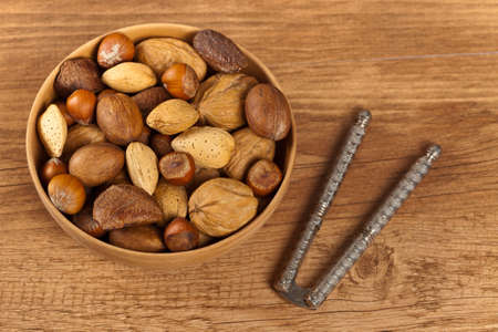 Mix of nuts. Selective focus.の写真素材